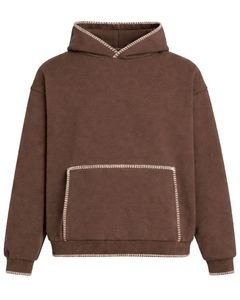 Custom Dark Brown Oversized Men Hoodie Pullover Kangaroo Pocket Streetwear Heavyweight Casual Sweatshirt Winter Hoodie OEM <b>Maker</b> - Product Image 1