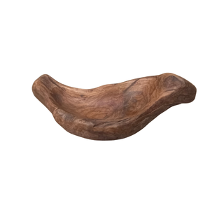 Bol de service en bois d'acacia fait main, bol en bois irrégulier, grain naturel, plat de service décoratif pour Noël - Product Image 1
