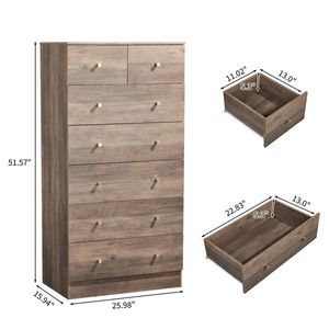 Mobile con Maniglie Oro Opaco 5+2 Cassetti in Truciolato Grigio con Finitura Melaminica Testurizzata 66*40*131cm per Soggiorno - Product Image 4