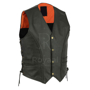 Chalecos de Cuero Genuino de la Mejor Calidad para Hombre, Prendas Exteriores Transpirables para Motociclistas, Logotipo Personalizado, a la Moda para Invierno - Product Image 6
