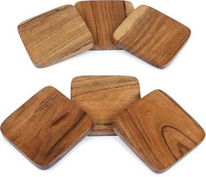 Wood Handcrafted Square <b>Coasters</b> Heat Resistant Coffee & <b>Drink</b> <b>Coasters</b> for Home Office Decor - Product Image 6