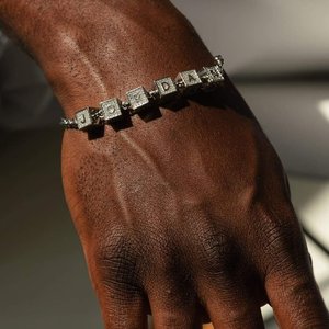 Bracelet à maillons en diamant de créateur, argent sterling 925, bijoux de luxe, accessoire élégant et scintillant, cadeau - Product Image 3