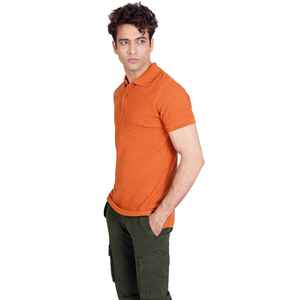 High Quality Custom Orange Colour <b>Waffle</b> Knitted Polo T <b>Shirts</b> For Men Custom Logo & All Colours Sizes - Product Image 4
