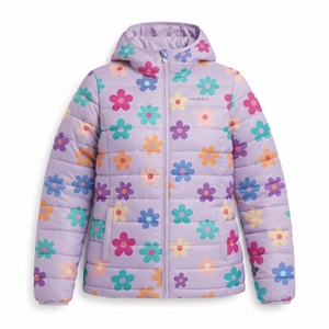 Chaqueta Acolchada con Capucha y Estampado Floral para Mujer, Abrigo de Invierno con Cinturón, Chaqueta Casual de Moda para Exteriores - Product Image 3