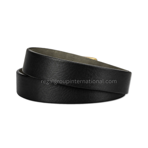 Ceinture en cuir texturé noir de qualité supérieure pour hommes avec boucle à ardillon rectangulaire en alliage doré, ceinture habillée classique formelle, vente en gros - Product Image 2