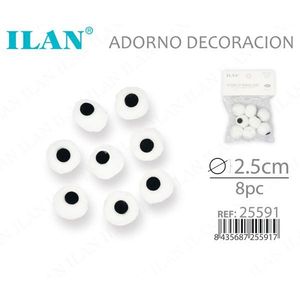 Occhi Decorativi ILAN 2,5 Cm 8 Pezzi Per Artigianato e Decorazione - Product Image 3