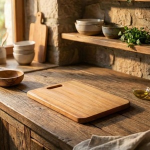 Planches à découper en bois d'acacia pour la cuisine, lot de 3, surface lisse, plateau de service en bois massif avec support - Product Image 4