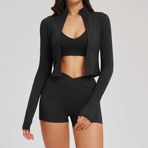 ชุดโยคะ ชุดออกกำลังกาย เสื้อกีฬาซิปยืดหยุ่น กางเกงในกีฬา กางเกงปั่นจักรยาน กางเกงออกกำลังกาย วิ่ง ฟิตเนส ชุดออกกำลังกายทันสมัย - Product Image 2