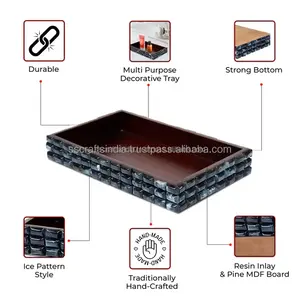 Plateau d'incrustation en résine unique, pièce maîtresse décorative à usages multiples pour table basse, salle à manger et salon, fournisseur indien - Product Image 3
