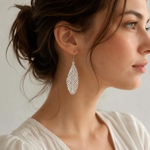 Handmade Fairy Style Beaded Hoop Earrings with Swan Feather Tassel Luxury <b>Braided</b> <b>Long</b> Earrings for Women's Wedding Jewelry Gif - Product Image 2