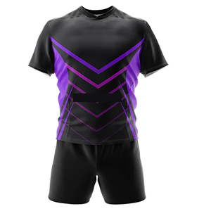 Custom Sublimated Rugby Jersey Set Black Green Geometric Print Quick Dry Unisex Adult Short Sleeve Athletic Fit - Product Image 4