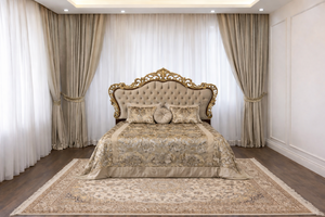 Majestic <b>Gold</b> Finish Wooden Bed with <b>Side</b> <b>Tables</b> Classic Bedroom Furniture Customized Palace Style Bedroom Set Australia - Product Image 2