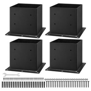 Set di 4 basi per pali 4x4 (4 pezzi) - Dimensioni interne 3,6x3,6 pollici, staffe per pali in acciaio al carbonio resistente per decking e pali in legno - Product Image 1