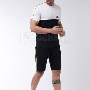 ชุดลำลองผู้ชายลายกราฟิก ผ้าแห้งเร็ว ระบายอากาศดี เอวยางยืด สำหรับฤดูร้อน ราคาขายส่ง เสื้อยืดแขนสั้น กางเกงขาสั้นรูดเชือก - Product Image 2