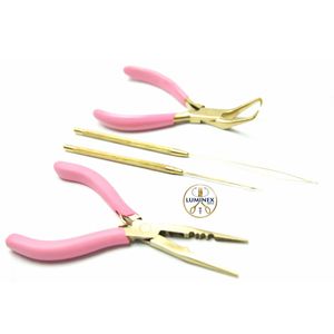Pince à micro-anneaux dorée de qualité supérieure en acier inoxydable LUMINEX IMPEX LI-2085 – Kit d'outils pour extensions capillaires et micro-boucles - Product Image 3