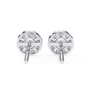 Pendientes de Oro Sólido de 14K con Halo de Diamantes Redondos, 0.26 Ct en Total, 3.2 mm en el Centro, 1.6 mm en los Laterales, Joyería Fina - Product Image 6