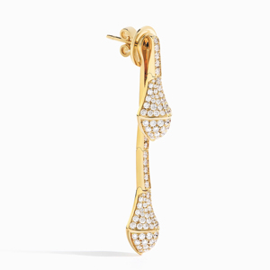 Boucles d'oreilles pendantes en or jaune et diamants, forme goutte d'eau, sertissage en canal, luxe, pour femme, usage quotidien - Product Image 2