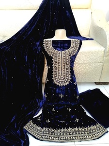 Costume Salwar Kameez, robe de mariage en velours, tenue de travail manuel indien, Shalwar, offre spéciale, 2022 - Product Image 5