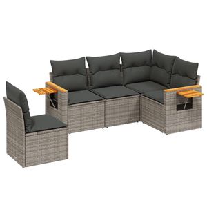 Ensemble de canapés de jardin en rotin PE gris avec accoudoirs réglables de taille moyenne - Product Image 2