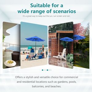 9 piedi Patio esterno e tavolo del mercato UV protetto ombrello blu impermeabile con pulsante di inclinazione manovella pulsante - Product Image 4
