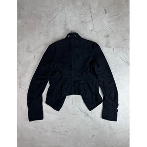 Wholesale Women's Blazer Double Breasted Stand Collar Cotton <b>Jacket</b> Black Uniform Coat with Decorative Buttons - Product Image 4