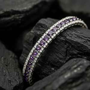 Pulsera de tenis de plata de ley 925 con amatista, piedra de nacimiento de febrero, joyería de gema morada, regalo para mujer - Product Image 3