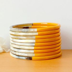 Black White Marbled Natural Buffalo Horn Bangles Set Polished Cow Horn Cuff <b>Bracelets</b> Handmade Real Touch Antique Imitation Bulk - Product Image 4