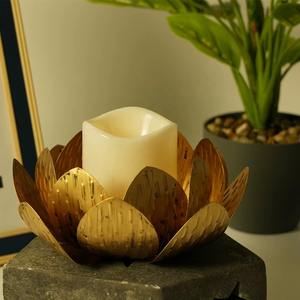 Porte-bougie en métal doré en forme de lotus, décoration élégante pour une ambiance festive, décoration saisonnière, décoration de comptoir de cuisine et de fenêtre - Product Image 2
