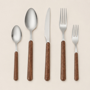 Ensemble de couverts de luxe avec manche en bois, ensemble de couverts en acier inoxydable, vaisselle de qualité supérieure polie miroir pour la maison, l'hôtel et le restaurant - Product Image 3