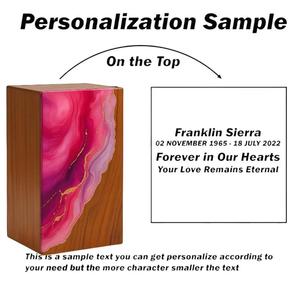 Urna funeraria artesanal de palisandro con resina rosa, caja de recuerdo para cenizas humanas, tamaño mediano 9x5.5 pulgadas. - Product Image 2