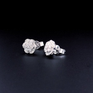 Flower Cluster Halo 925 Silver Vermeil Pave Diamond Stud Earrings IGI Certified Lab Grown 0.90ct Brilliant Cut <b>Wedding</b> Gift - Product Image 3