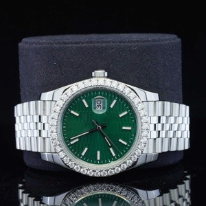 Montres de mode pour hommes, cadran vert, bracelet Jubilee en acier inoxydable, diamant Moissanite de qualité VVS1 rose, Moissanite de qualité VVS1 - Product Image 5
