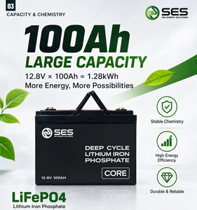 Batterie au phosphate de fer et de lithium LiFePO4 à cycle profond SES 12,8 V 100 Ah pour véhicules électriques - Product Image 2