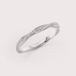 Bague de mariage incurvée en diamant rond cultivé en laboratoire certifié IGI, en argent sterling 925 massif plaqué rhodium pour femme - Product Image 4