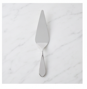 Couteau à gâteau élégant et simple, finition argentée brillante, spatule et couteau de service pour cérémonies et mariages - Product Image 1