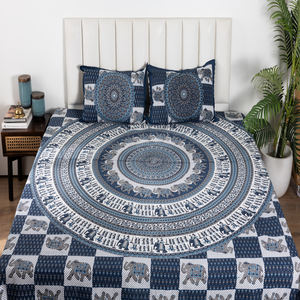 Premium Elephant Printed Soft Cotton <b>Bedding</b> Double Bed Flat <b>Bedding</b> 2 Pillow Covers <b>Hotel</b> & Home <b>Style</b> Wholesale Price - Product Image 2