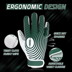 Guantes de Fútbol Americano de Alta Calidad 2026, Transpirables, Flexibles, de Dedo Completo, Ligeros, con Protección Sublimada en la Palma - Product Image 6