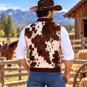 Chaleco Bomber de Cuero Vacuno con Pelo Genuino para Hombre, Chaleco Bomber de Cuero, Regalo para Él - Product Image 3