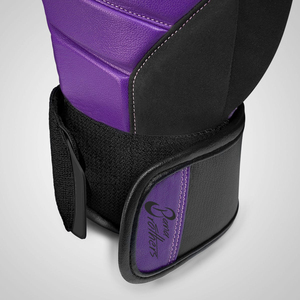Gants de boxe professionnels en cuir véritable, faits à la main, couleur violet et noir - Product Image 4