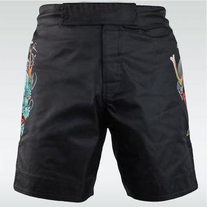 Shorts de sport décontractés pour hommes, noirs, à séchage rapide, avec imprimé brodé de personnages, taille élastique, taille mi-haute - Product Image 2