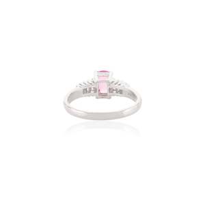 Anillo de Compromiso de Oro Sólido de 14K con Zafiro Rosa y Diamantes en Canal - Product Image 4