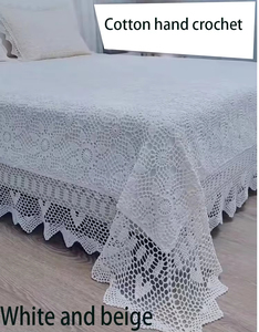 Ensemble de literie en coton biologique et lin de haute qualité, <span class=keywords><strong>crochet</strong></span>é à la main, patchwork géométrique, <span class=keywords><strong>moderne</strong></span>, blanc, tailles extra-larges - Product Image 4