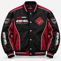 Blouson Bomber Coupe-Vent Homme Col Montant Fermeture Éclair Sportif Imprimé Lettres Badge Noir Rouge Prix de Gros OEM Pas Cher Personnalisé