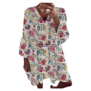 Vestido túnica de algodón con estampado de bloques, estilo bohemio étnico, para mujer, ideal para primavera y verano, ropa india de verano. - Product Image 3