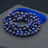 Jap Mala de prière de haute qualité à 109 perles en pierre de Lapis Lazuli et pierre de Chakra, semi-précieuse, artisanale, respectueuse de l'environnement, MOIN AGATE Gujarat