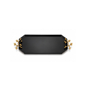 Concept Home Gunmetal Grey Serving <b>Tray</b> With Wooden Handles Residential Use Oil Rubbed Finish - Product Image 6