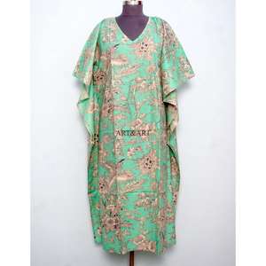 Vestido Largo Kaftán de Algodón para Mujer, Estampado Floral, Estilo Maxi, para Maternidad, para Verano, Invierno, Otoño y Primavera, Tejido de Punto - Product Image 1