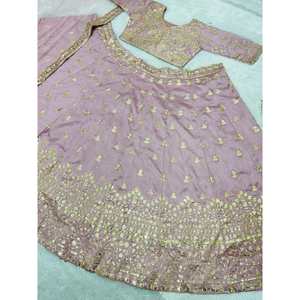 งานปักลวดลายด้วยไหมแบบหรู lehenga choli กับ dupatta สีชมพู - Product Image 3