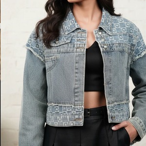 <b>Custom</b> <b>Denim</b> <b>Jackets</b> with Embroidery on All Over <b>Denim</b> <b>Jacket</b> for Women Floral Embroidery Women's <b>Denim</b> <b>Jackets</b> - Product Image 1