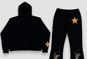 Conjunto de Chándal con Capucha Estampado Personalizado, Pantalones Deportivos Largos con Logotipo de Estrella Naranja y Negro, Ropa Casual de Otoño Unisex para Adultos - Product Image 4
